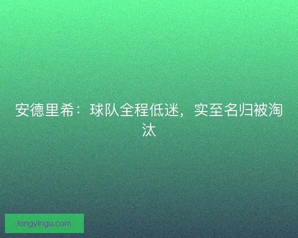 安德里希：球队全程低迷，实至名归被淘汰